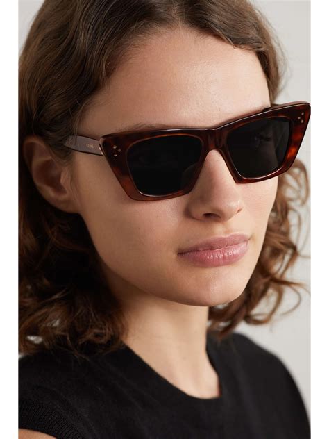 celine eyewear tortoiseshell cat-eye sunglasses|celine sunglasses pouch brown.